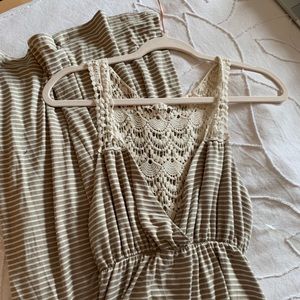 Army green and cream maxi dress